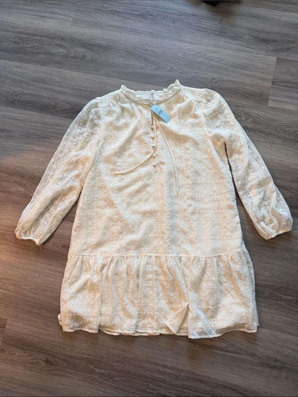 LOFT Cream Eyelet Mini Dress